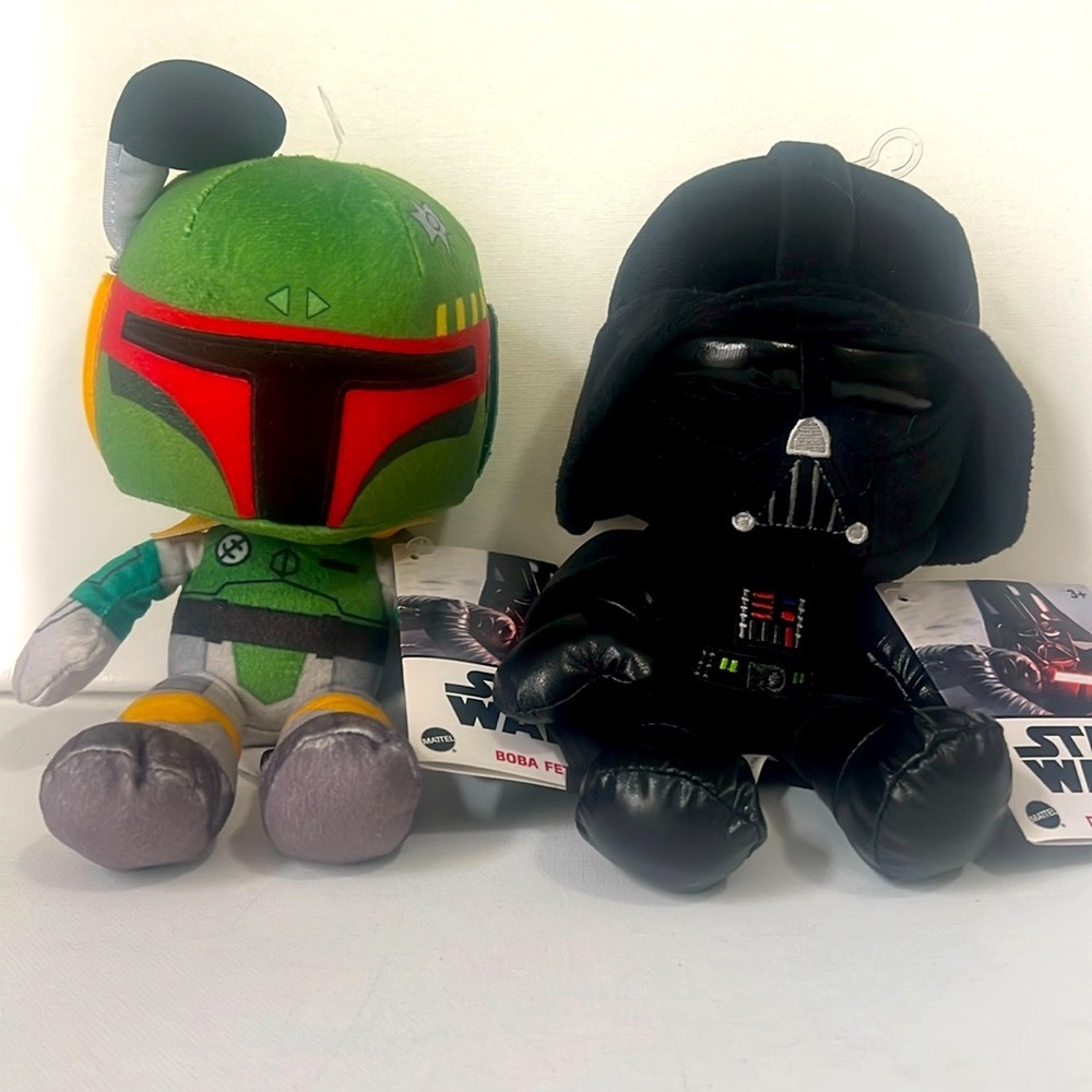 NWT Mattel Star Wars Boba Fett Plush & Darth Vader Plush